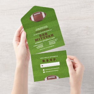 Invitation Bar Mitzvah Thème Football Tout en Un