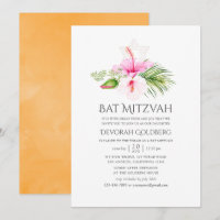 Bar Mitzvah tropical floral aquarelle