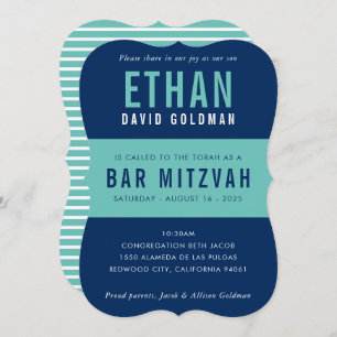 Invitation BAR MITZVAH typographie minimale moderne Monnaie b