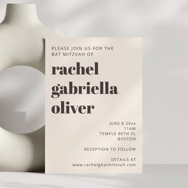 Invitation Bar Mitzvah Typographie Moderne Crème Chaude Marro (Créateur téléchargé)