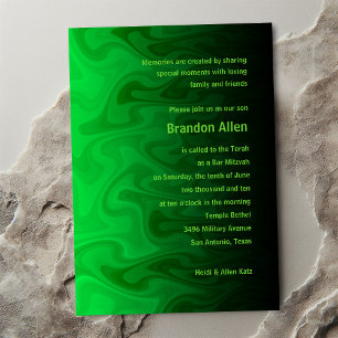 Invitation Bar Mitzvah Vagues noir et vert