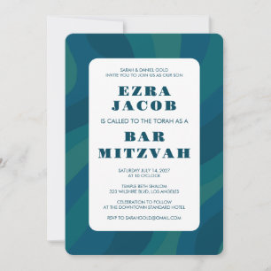Invitation Bar moderne Abstrait bleu bleu personnalisé Mitzva