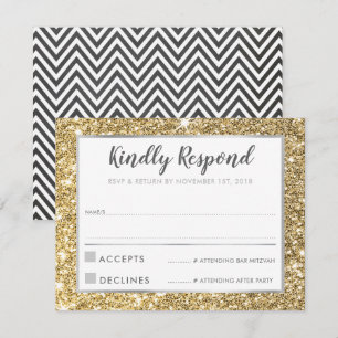 Invitation BAR MODERNE MITZVAH merci parties scintillant d'or
