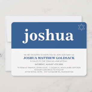 Invitation BAR SIMPLE MITZVAH cool étoile moderne david navy