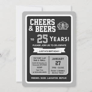 Invitation Bar sportif Joyeux anniversaire et bières pour 25