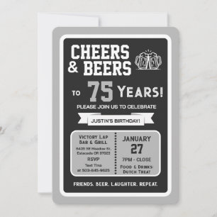 Invitation Bar sportif Joyeux anniversaire et bières pour 75 