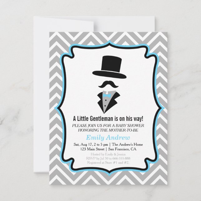 Invitation Barbe à la hipster Petit garçon Baby Shower (Devant)