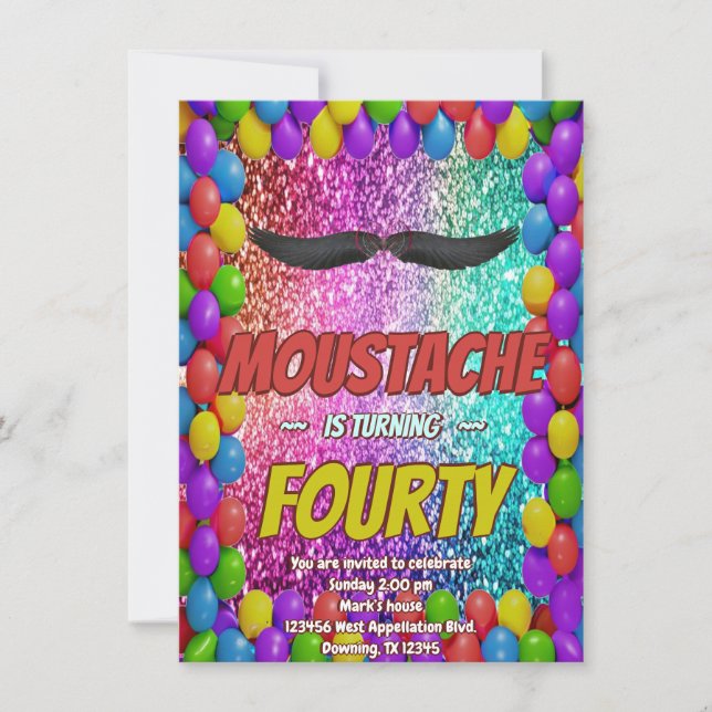 Invitation Barbe Moustache Poils du Visage Hipster Stache Inv (Devant)