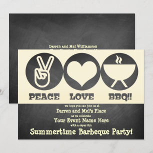 Invitation Barbecue Amour Paix