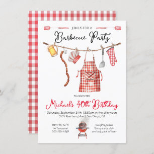 Invitation Barbecue barbecue barbecue Anniversaire rouge En v