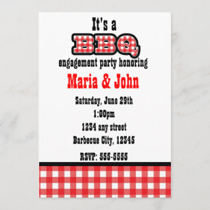 Invitation Barbecue BBQ Gingham Eté Fête Champêtre