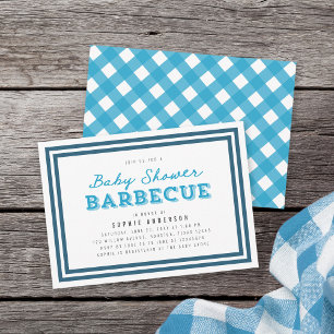 Invitation Barbecue Blue En vichy Baby shower