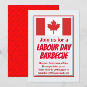 Invitation BARBECUE BQ DE LA FÊTE DU TRAVAIL Drapeau Canada C