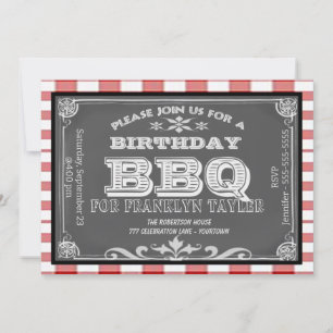 Invitation Barbecue Chalkboard d'anniversaire