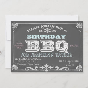 Invitation Barbecue Chalkboard d'anniversaire
