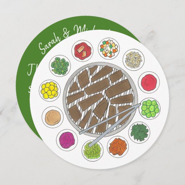 Invitation Barbecue coréen Barbecue rôti Bulgogi Banchan (Devant / Derrière)