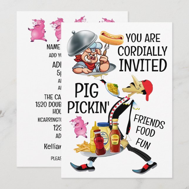 Invitation Barbecue / Cueillette de porc (Devant / Derrière)