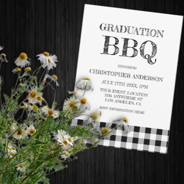 Invitation Barbecue de fin d'études à carreaux (Créateur téléchargé)
