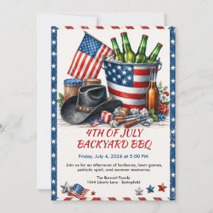 Invitation Barbecue de jardin du 4 juillet - Country patrioti