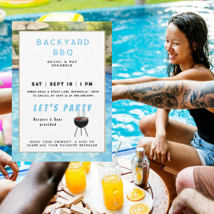 Invitation Barbecue de jardin & Fête au bord de la piscine 