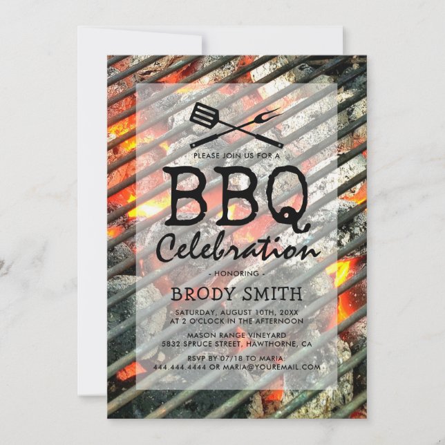 Invitation Barbecue de jardin | Grillade d'été BBQ (Devant)