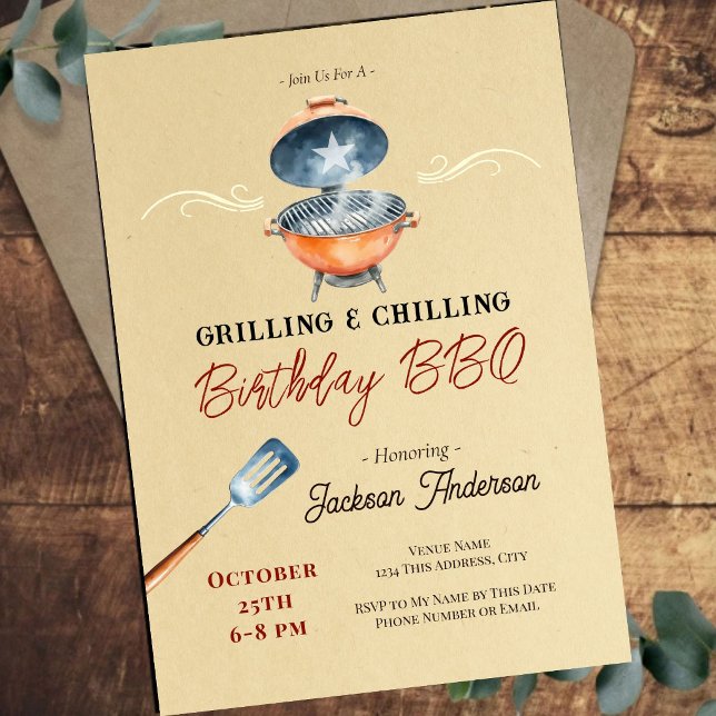 Invitation Barbecue de jardin pour 20 ans Fête d'adulte Gril  (Créateur téléchargé)