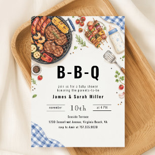 Invitation Barbecue de jardin pour un Baby Shower de couple