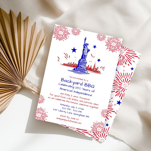 Invitation Barbecue de la fête de l'indépendance Doodle patri (Créateur téléchargé)