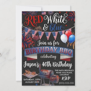 Invitation Barbecue du 4 juillet Fête d'anniversaire patrioti