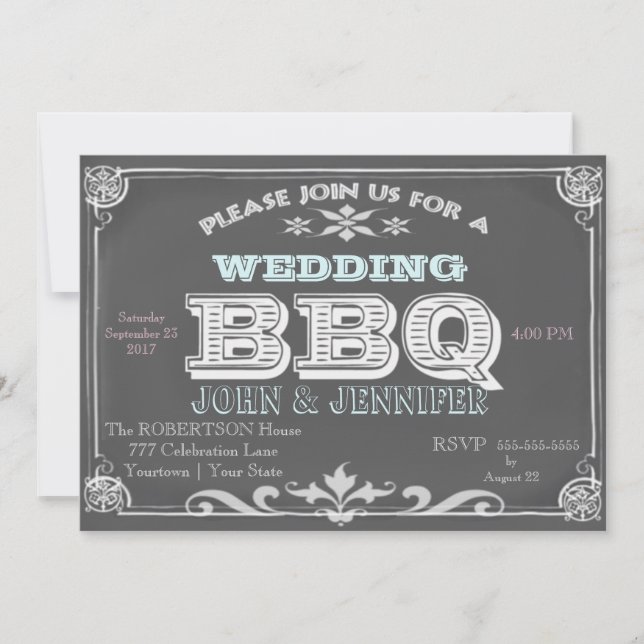 Invitation Barbecue du tableau de bord mariage (Devant)