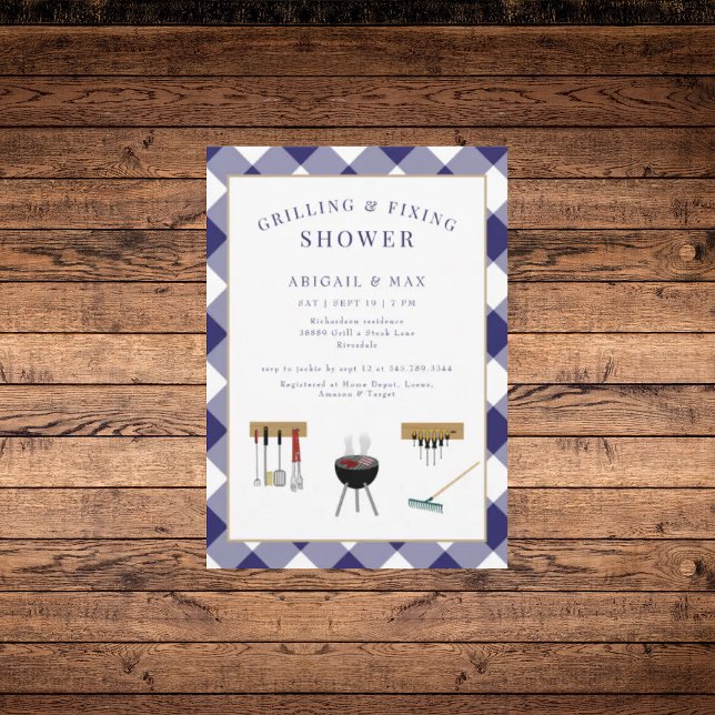 Invitation Barbecue et réparation pour couples Blue Fête de m (Créateur téléchargé)