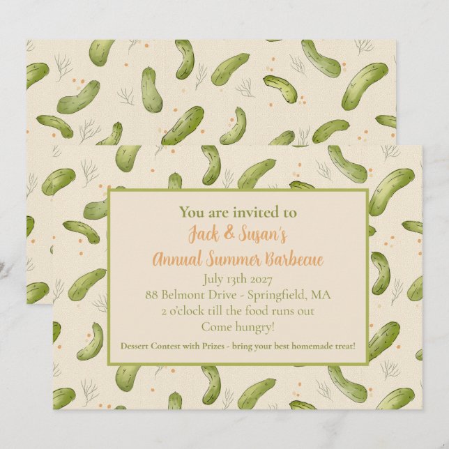 Invitation Barbecue été Cuisine (Devant / Derrière)