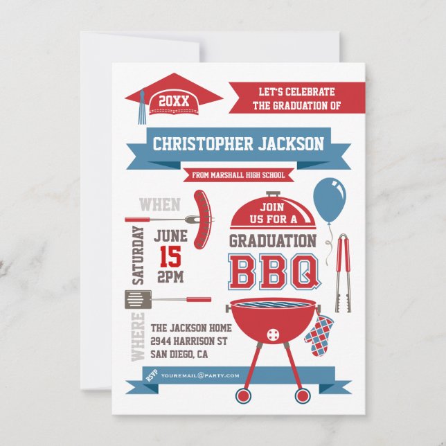 Invitation barbecue Gradation moderne (Devant)