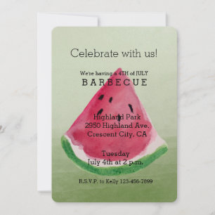 Invitation Barbecue Green Watercolor Watermelon