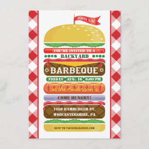 Invitation Barbecue Hamburger Empilé
