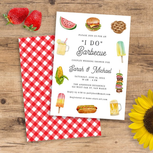 Invitation Barbecue Mariage Moderne à l'Aquarelle (Créateur téléchargé)