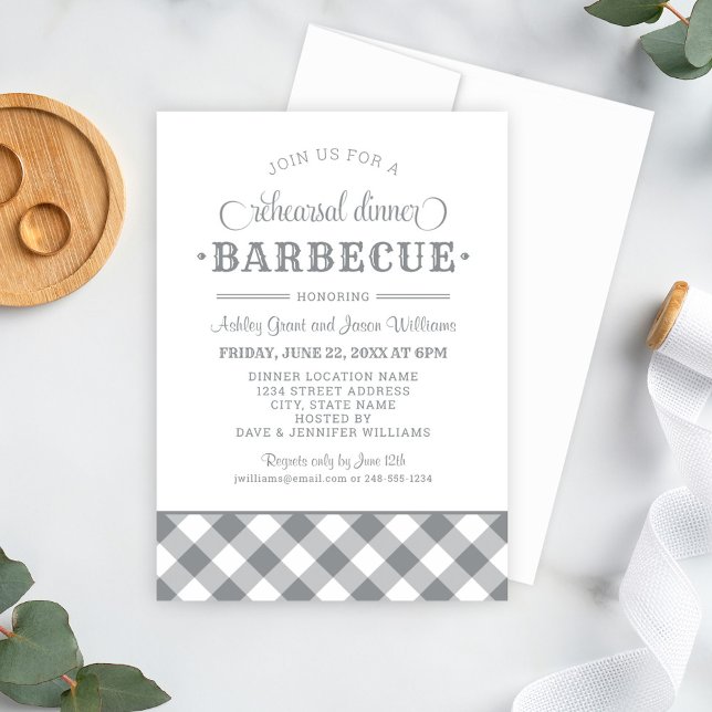 Invitation Barbecue Mariage Répétition Dîner Barbecue Gris (Créateur téléchargé)