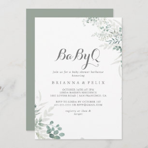 Invitation Barbecue minimaliste Eucalyptus BabyQ Baby shower