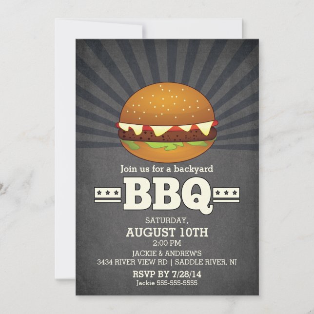 Invitation Barbecue moderne Chalkboard (Devant)