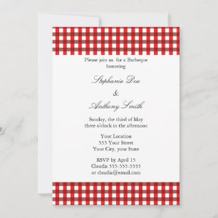 Invitation Barbecue Motif rouge et blanc En vichy