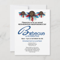 Barbecue Patriotique Fleurs Demi-Bordure Supérieur