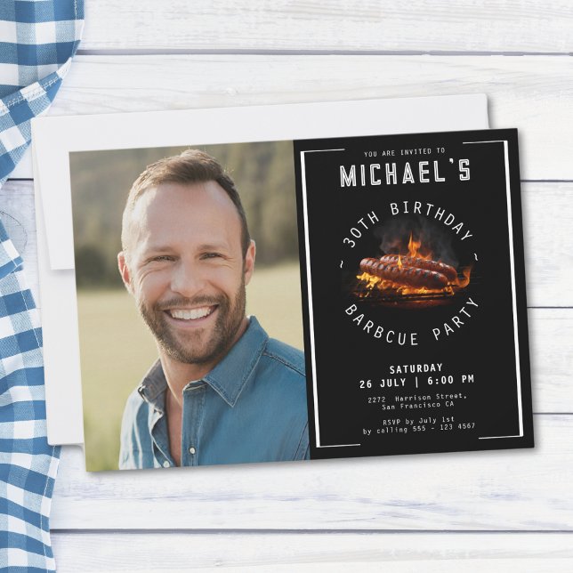 Invitation Barbecue Photo 30e fête d'anniversaire (Mockup View)