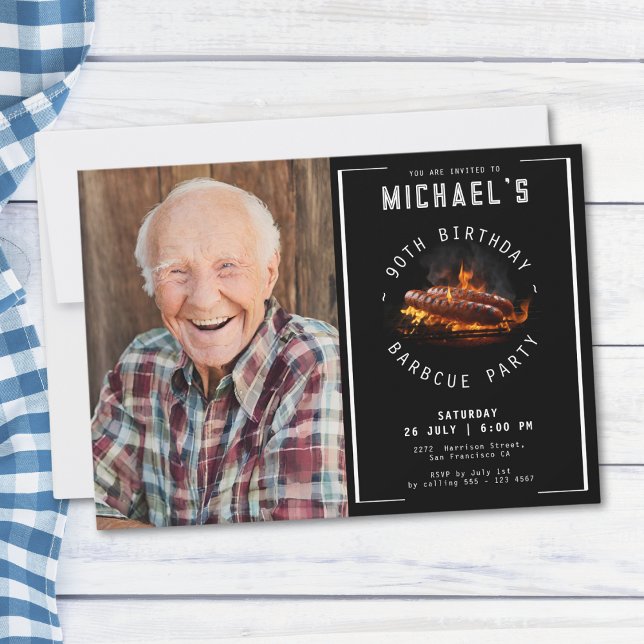 Invitation Barbecue Photo 90th Birthday Party (Mockup View)
