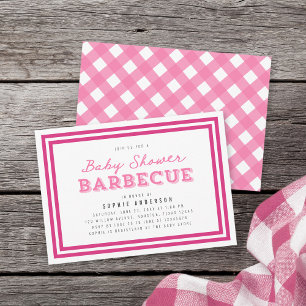 Invitation Barbecue rose En vichy Baby shower