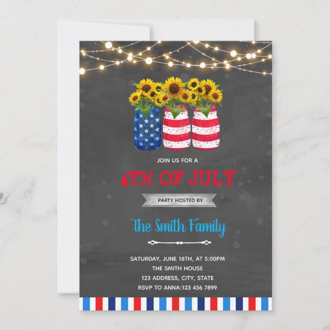 Invitation barbecue tournesol 14 juillet (Devant)