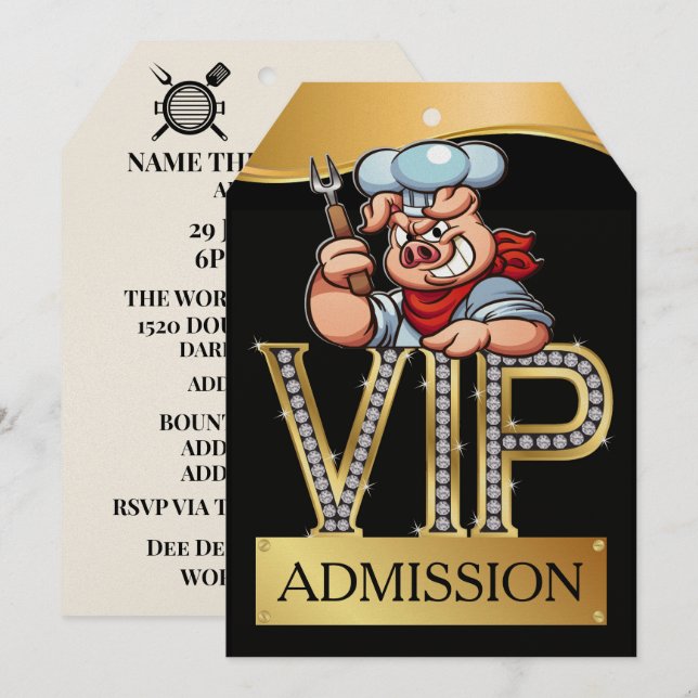 Invitation Barbecue VIP / Pig Pickin' (Devant / Derrière)