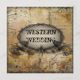 Invitation barbelé rustique western country cowboy mariage