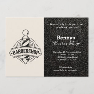 Invitation Barbershop look cuir jour ouvert