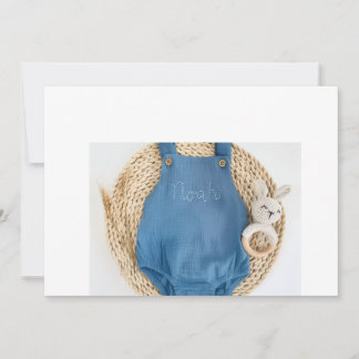 Invitation Barboteuse bébé imprimé overall bleu mignon – Nouv