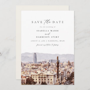 Invitation BARCELONA Espagne Skyline Destination Enregistrer 